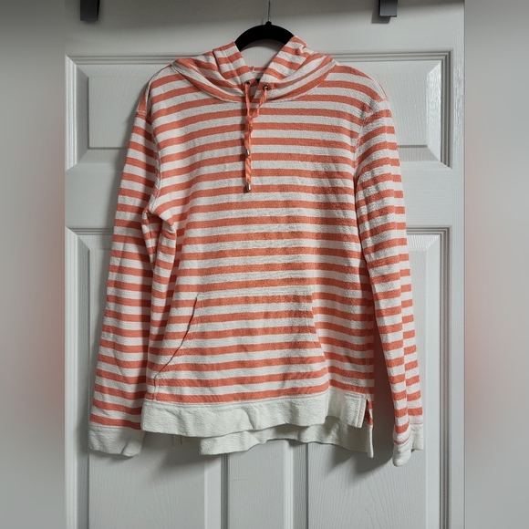 Jones New York Womens Striped Peach and White Hoodie Size M - Picture 1 of 10